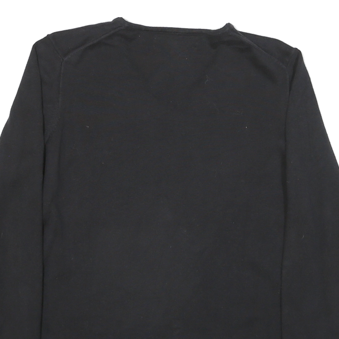 TOMMY HILFIGER Womens Black Plain V-Neck Basic Knit M Cotton Blend Jumper