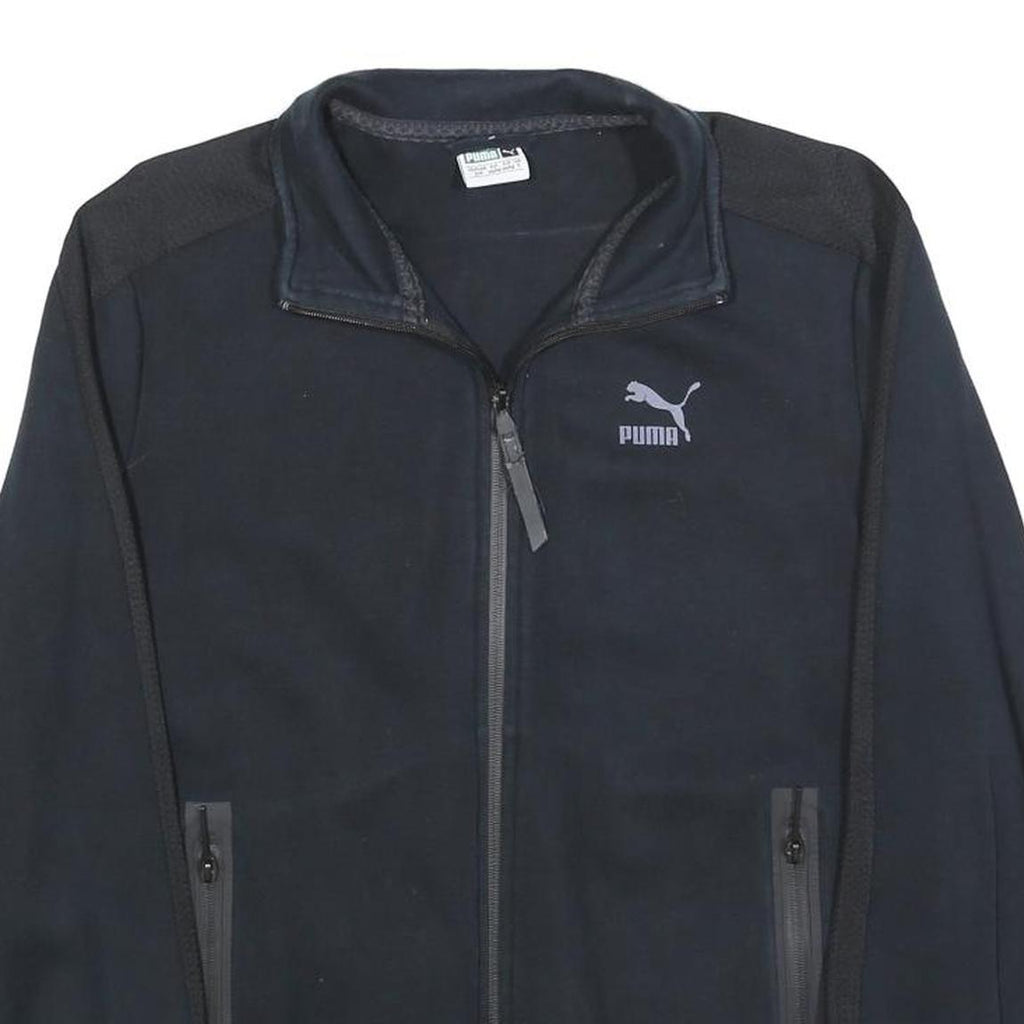 PUMA Mens Black Zip Jacket S Cotton Blend Plain Sportswear Casual Tracksuit