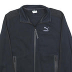 PUMA Mens Black Zip Jacket S Cotton Blend Plain Sportswear Casual Tracksuit