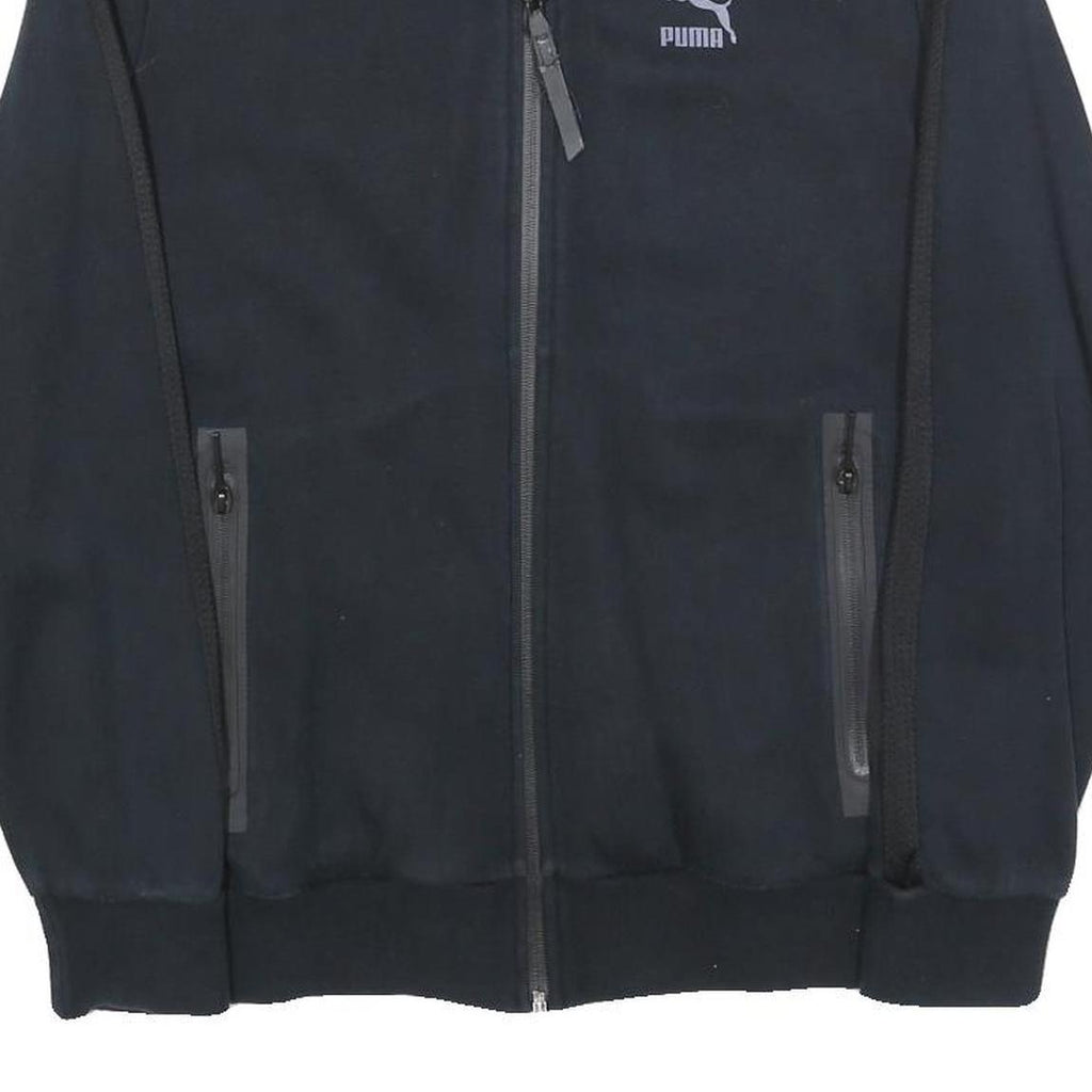 PUMA Mens Black Zip Jacket S Cotton Blend Plain Sportswear Casual Tracksuit