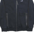 PUMA Mens Black Zip Jacket S Cotton Blend Plain Sportswear Casual Tracksuit
