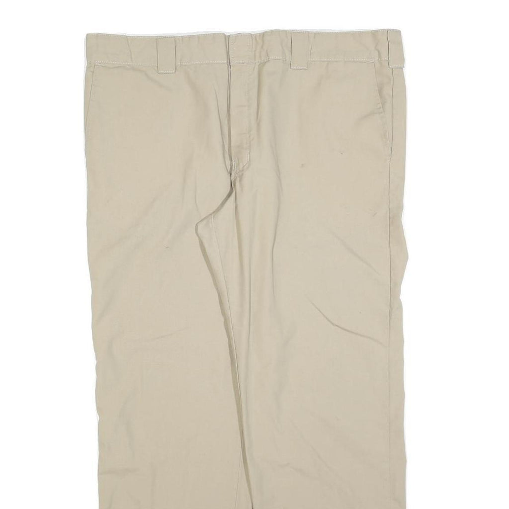 DICKIES Mens Cotton Blend Beige Relaxed Straight Trousers W40 L32 Workwear