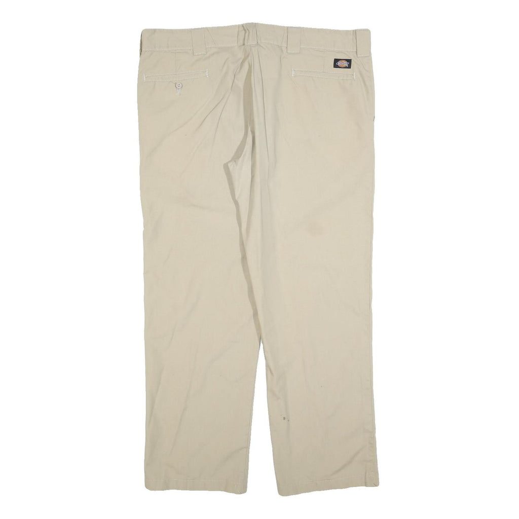DICKIES Mens Cotton Blend Beige Relaxed Straight Trousers W40 L32 Workwear