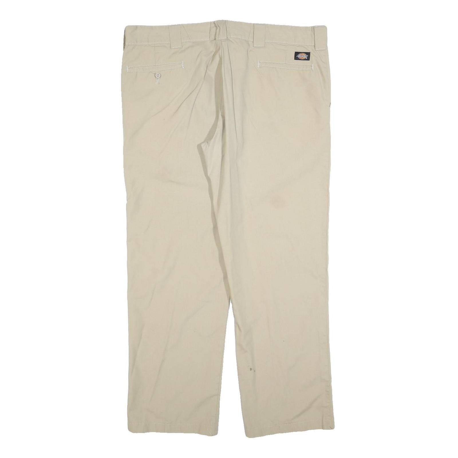 DICKIES Mens Cotton Blend Beige Relaxed Straight Trousers W40 L32 Workwear