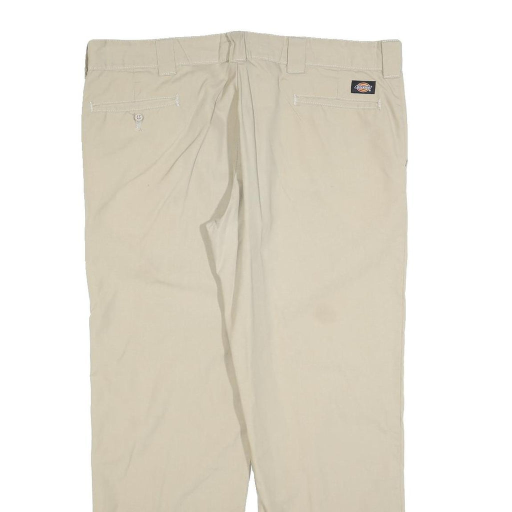 DICKIES Mens Cotton Blend Beige Relaxed Straight Trousers W40 L32 Workwear