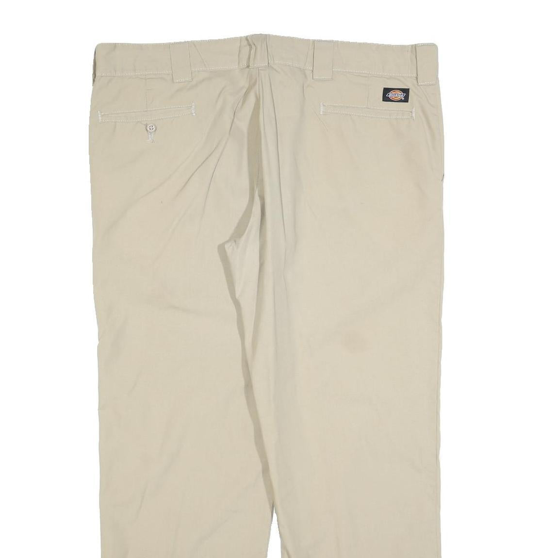 DICKIES Mens Cotton Blend Beige Relaxed Straight Trousers W40 L32 Workwear