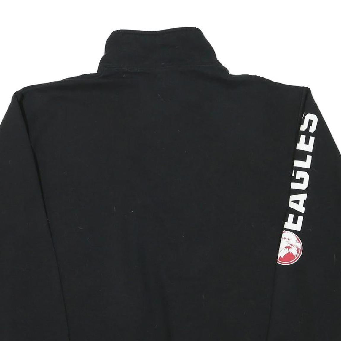 CHAMPION Mens Black Bridgewater College Half Zip L Sweatshirt Logo Comfort