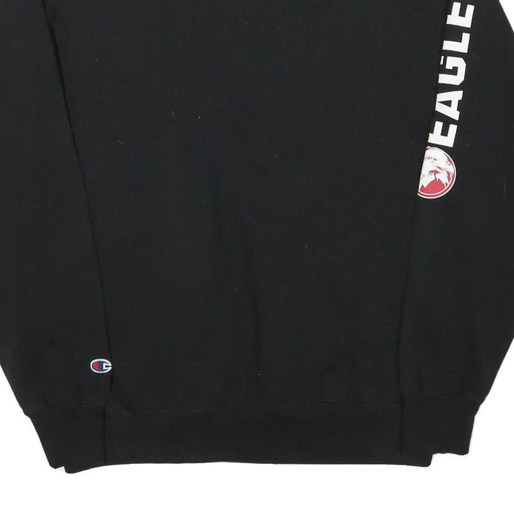CHAMPION Mens Black Bridgewater College Half Zip L Sweatshirt Logo Comfort