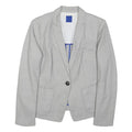 JOOP! Womens Grey & White Geometric Jacket M Cotton Blend Button Closure Formal