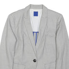 JOOP! Womens Grey & White Geometric Jacket M Cotton Blend Button Closure Formal