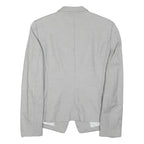 JOOP! Womens Grey & White Geometric Jacket M Cotton Blend Button Closure Formal