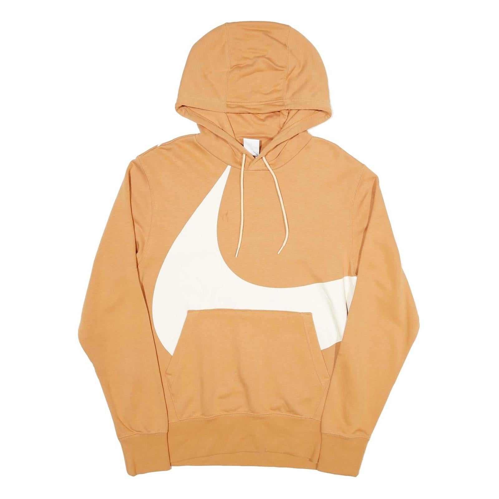 NIKE Mens Beige & Cream Pullover Hoodie S Cotton Blend Stylish Casual