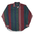 ROUNDTREE AND YORKE Mens Burgundy Green Navy Stripe Shirt M Cotton Blend Casual