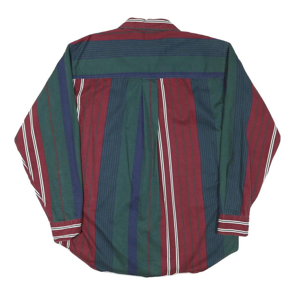 ROUNDTREE AND YORKE Mens Burgundy Green Navy Stripe Shirt M Cotton Blend Casual