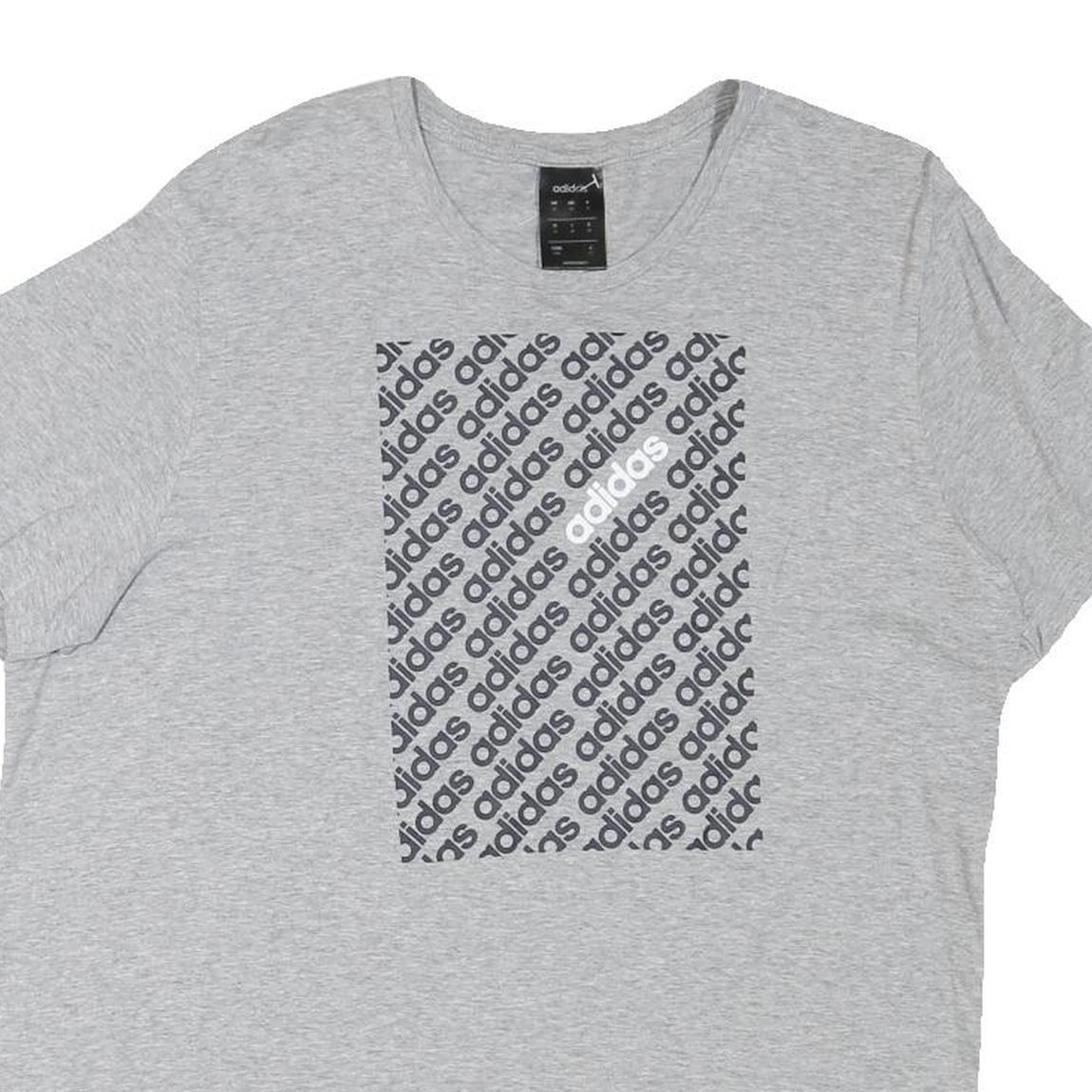 ADIDAS Mens Grey Graphic T-Shirt M Short Sleeve Crew Neck Cotton Blend Casual