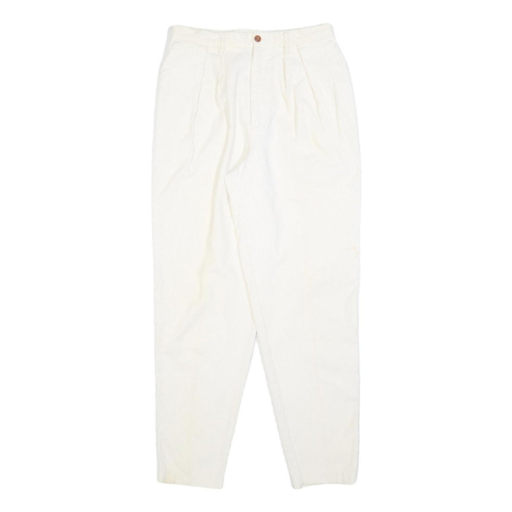 ESSENTIALS Womens Cotton Blend White Regular Fit Straight Trousers W28 L30