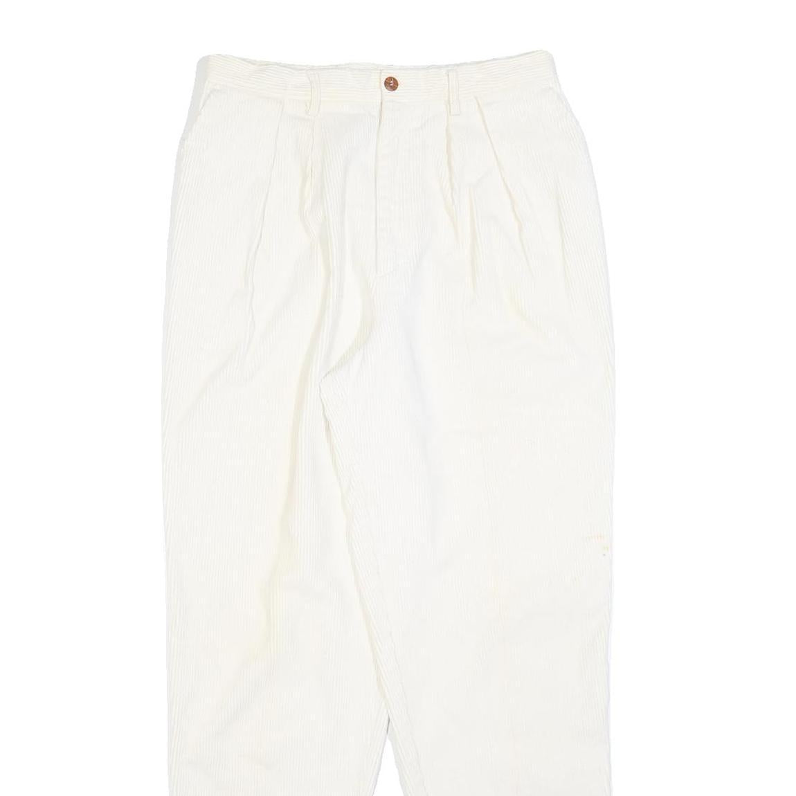 ESSENTIALS Womens Cotton Blend White Regular Fit Straight Trousers W28 L30