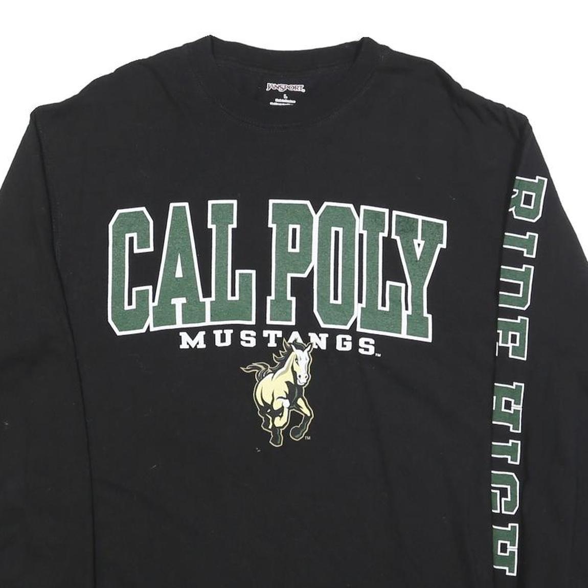 JANSPORT Mens Black Cal Poly Mustangs Long Sleeve Crew Neck T-Shirt L