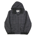 LEVI'S Mens Black & Grey Check Zip Jacket L Polyester Blend Casual Outdoor