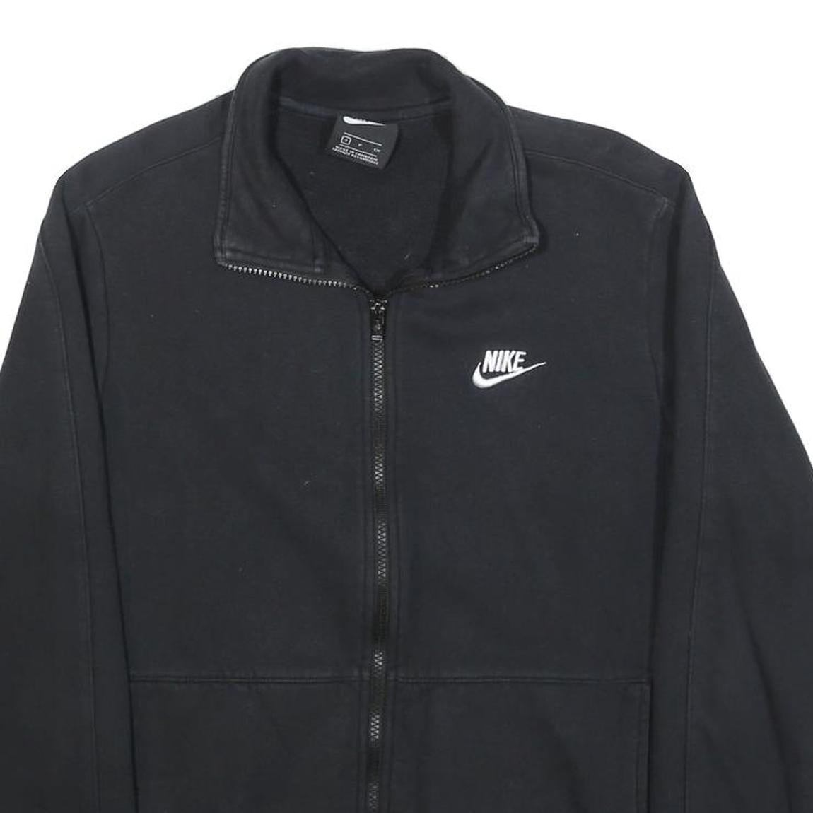 NIKE Mens Black Jacket S Cotton Blend Plain Zip Sports Casual Fitness Wear