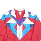 SUNTERRA Womens Red Blue & White Nylon Zip Jacket L Retro Patterned Lightweight