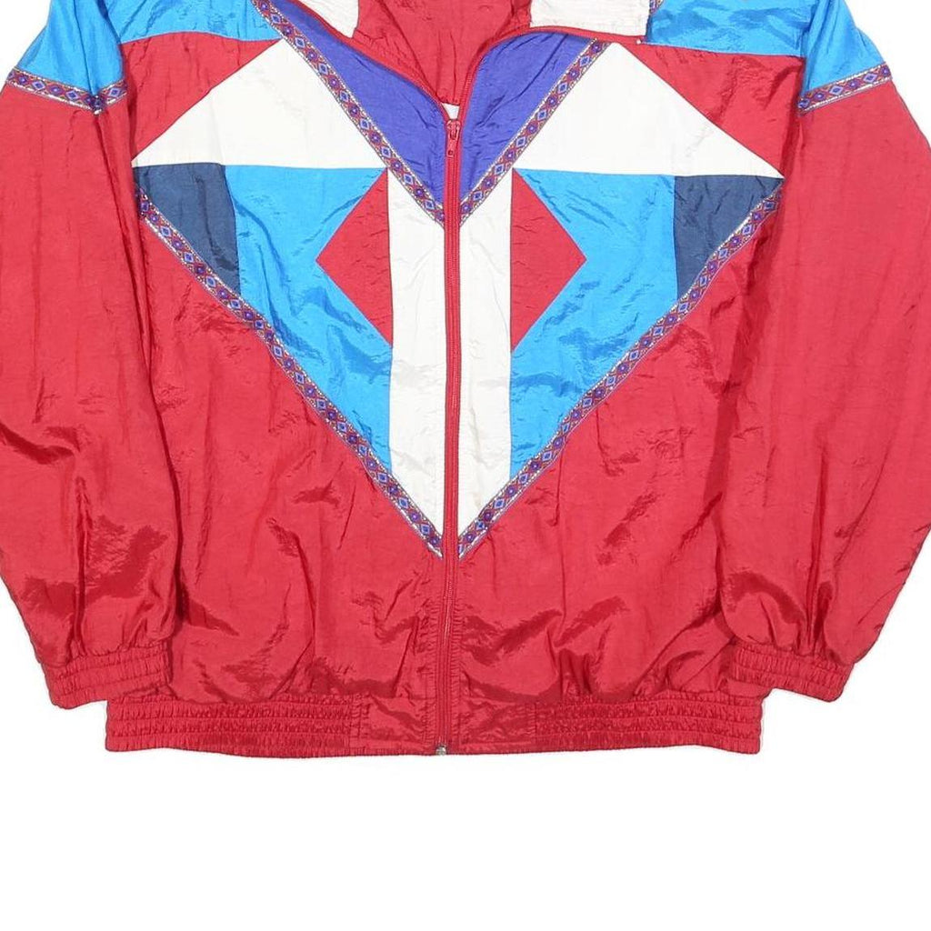 SUNTERRA Womens Red Blue & White Nylon Zip Jacket L Retro Patterned Lightweight