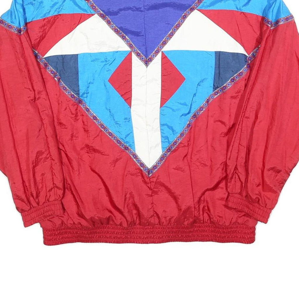 SUNTERRA Womens Red Blue & White Nylon Zip Jacket L Retro Patterned Lightweight