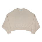 NIKE Womens Beige Cropped Sweatshirt 2XL Cotton Blend Crew Neck Long Sleeve