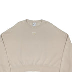 NIKE Womens Beige Cropped Sweatshirt 2XL Cotton Blend Crew Neck Long Sleeve