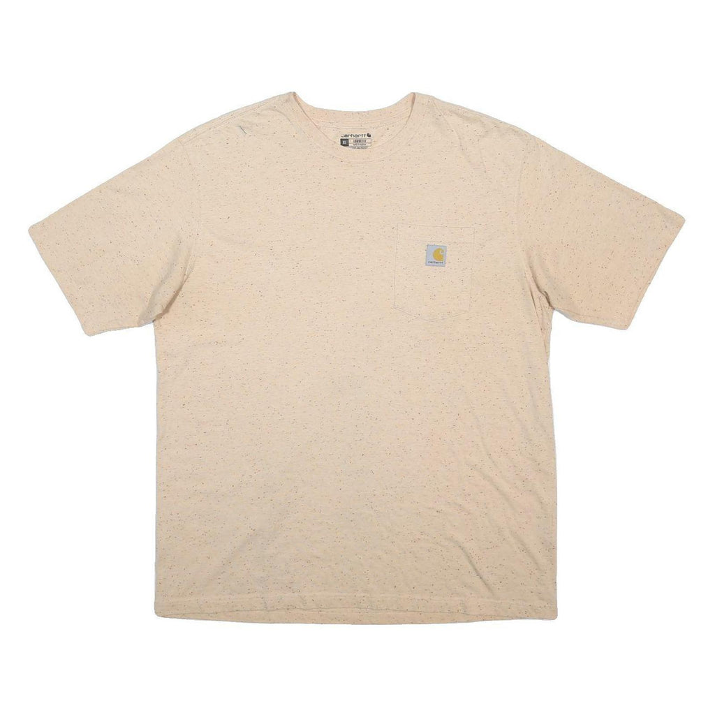 CARHARTT Mens Beige Speckled T-Shirt XL Short Sleeve Crew Neck Pocket Logo