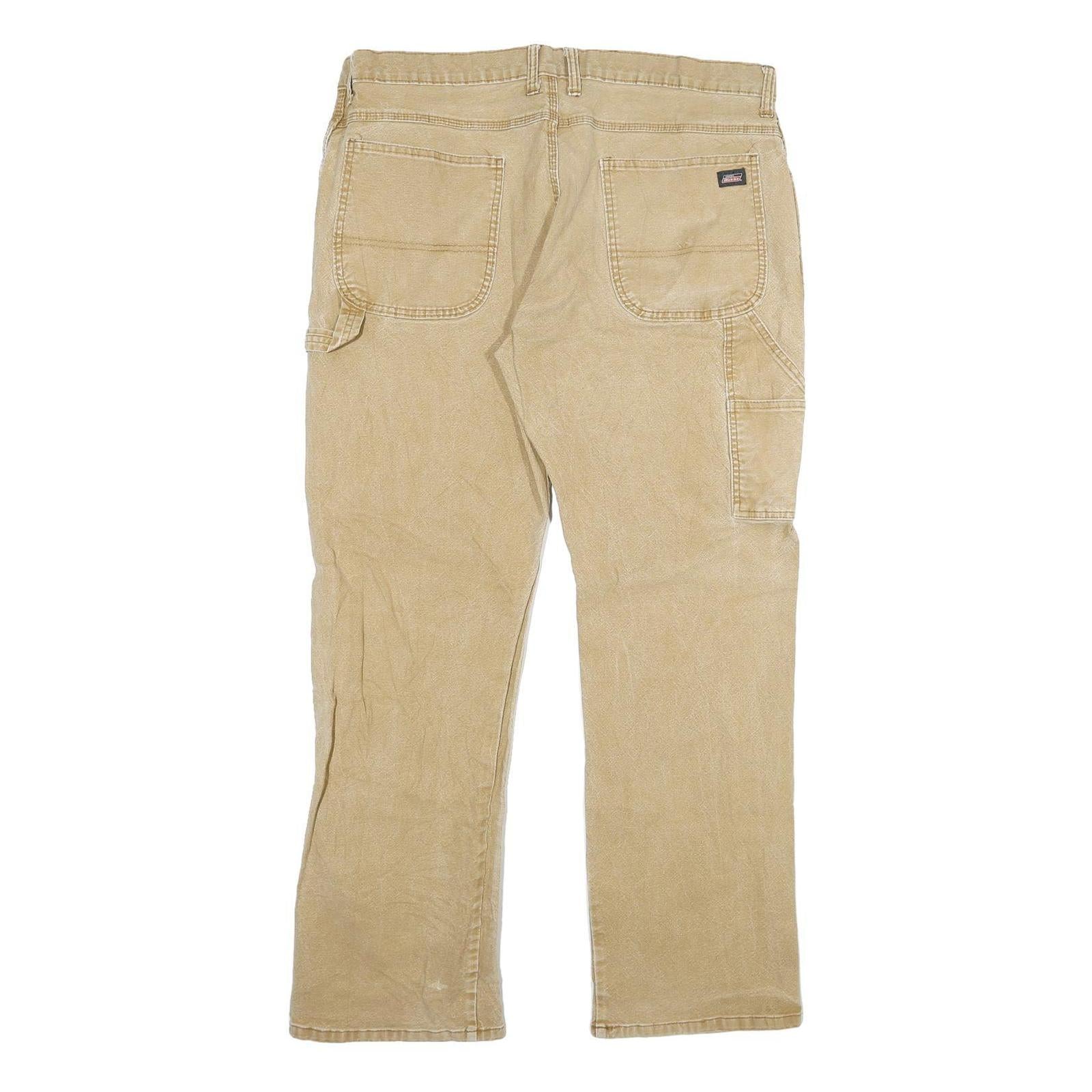 DICKIES Mens Regular Fit Beige Denim Jeans W40 L32 Workwear Durable Cotton Blend