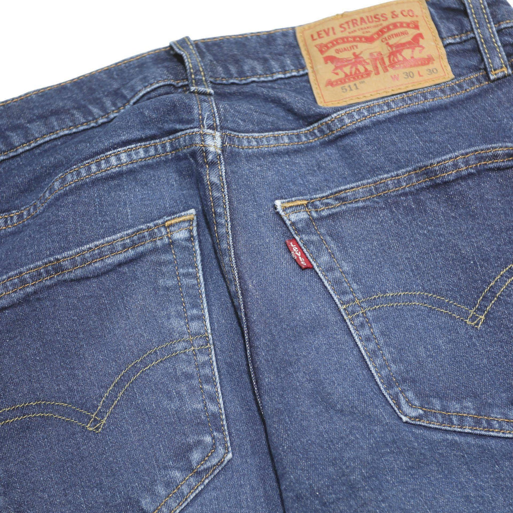 LEVI'S 511 Slim Mens Jeans Blue Slim Skinny Denim Medium W30 L30 Zip Cotton