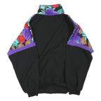 Mens Black Floral Pattern Zip Jacket M Polyester Blend Track Casual Style
