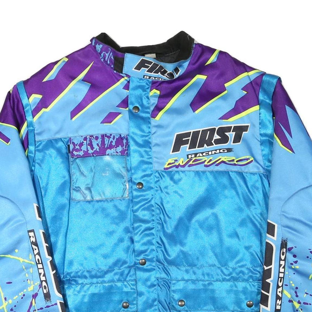 TACTEL Mens Blue & Purple Racing Jacket XL Polyester Blend Button Fastening