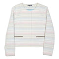 TOMMY HILFIGER Womens White & Pastel Stripe Cotton Blend Button Jacket M Woven