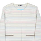 TOMMY HILFIGER Womens White & Pastel Stripe Cotton Blend Button Jacket M Woven