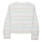 TOMMY HILFIGER Womens White & Pastel Stripe Cotton Blend Button Jacket M Woven