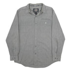 HARLEY DAVIDSON Mens Grey Pinstripe Cotton Shirt M Casual Button-Up