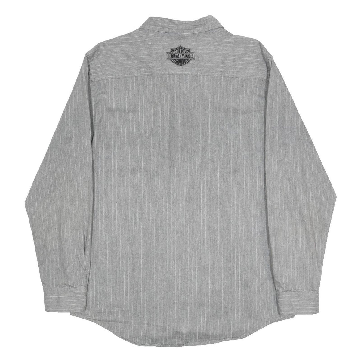 HARLEY DAVIDSON Mens Grey Pinstripe Cotton Shirt M Casual Button-Up