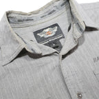 HARLEY DAVIDSON Mens Grey Pinstripe Cotton Shirt M Casual Button-Up