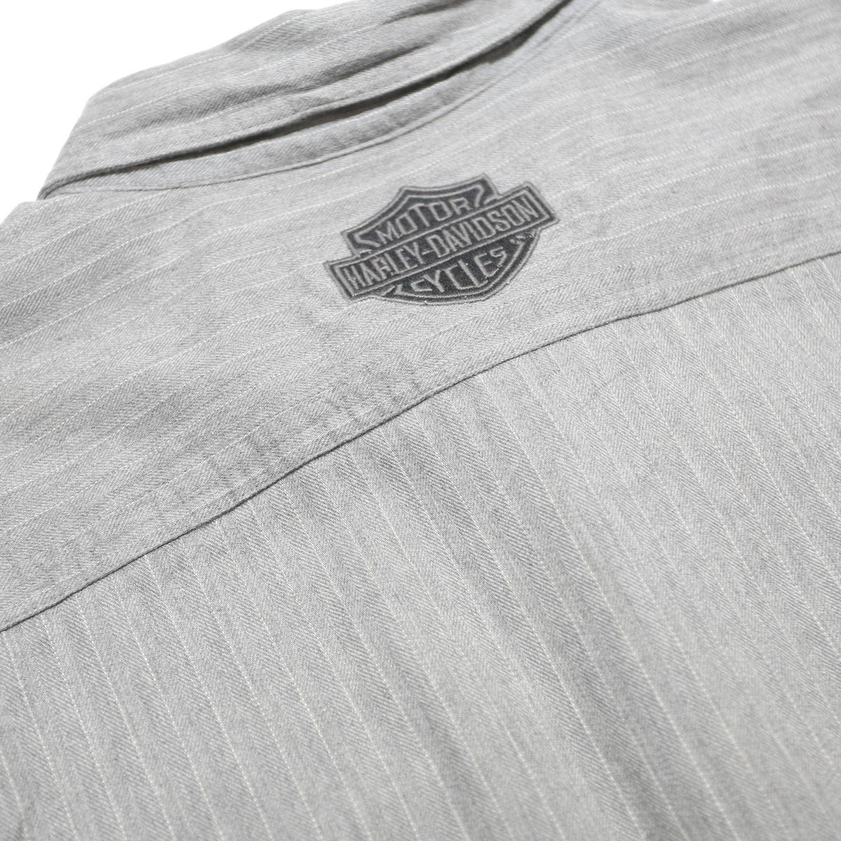 HARLEY DAVIDSON Mens Grey Pinstripe Cotton Shirt M Casual Button-Up