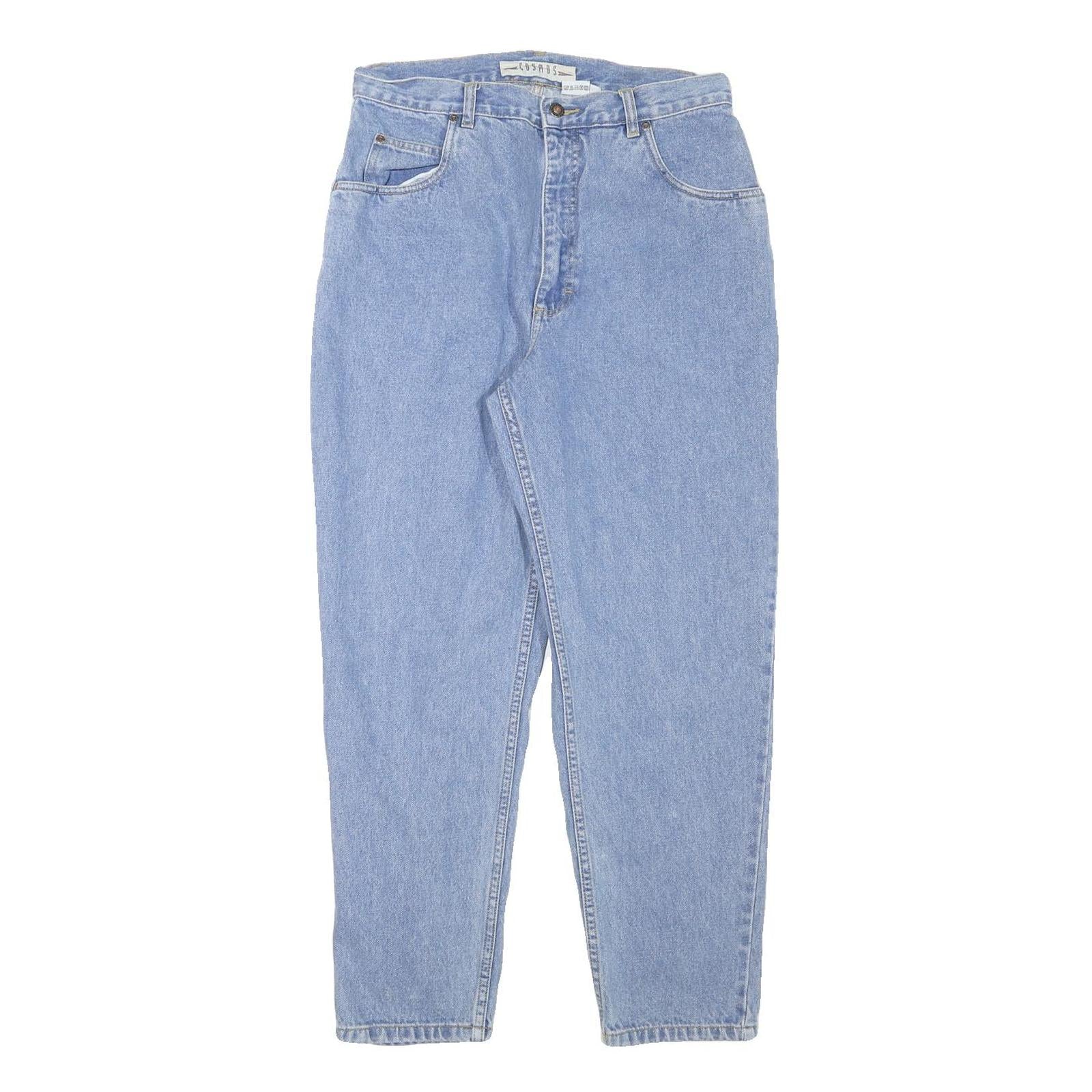 COSMOS Womens Relaxed Jeans Blue Denim Rinse W30 L27 Casual Zip Closure