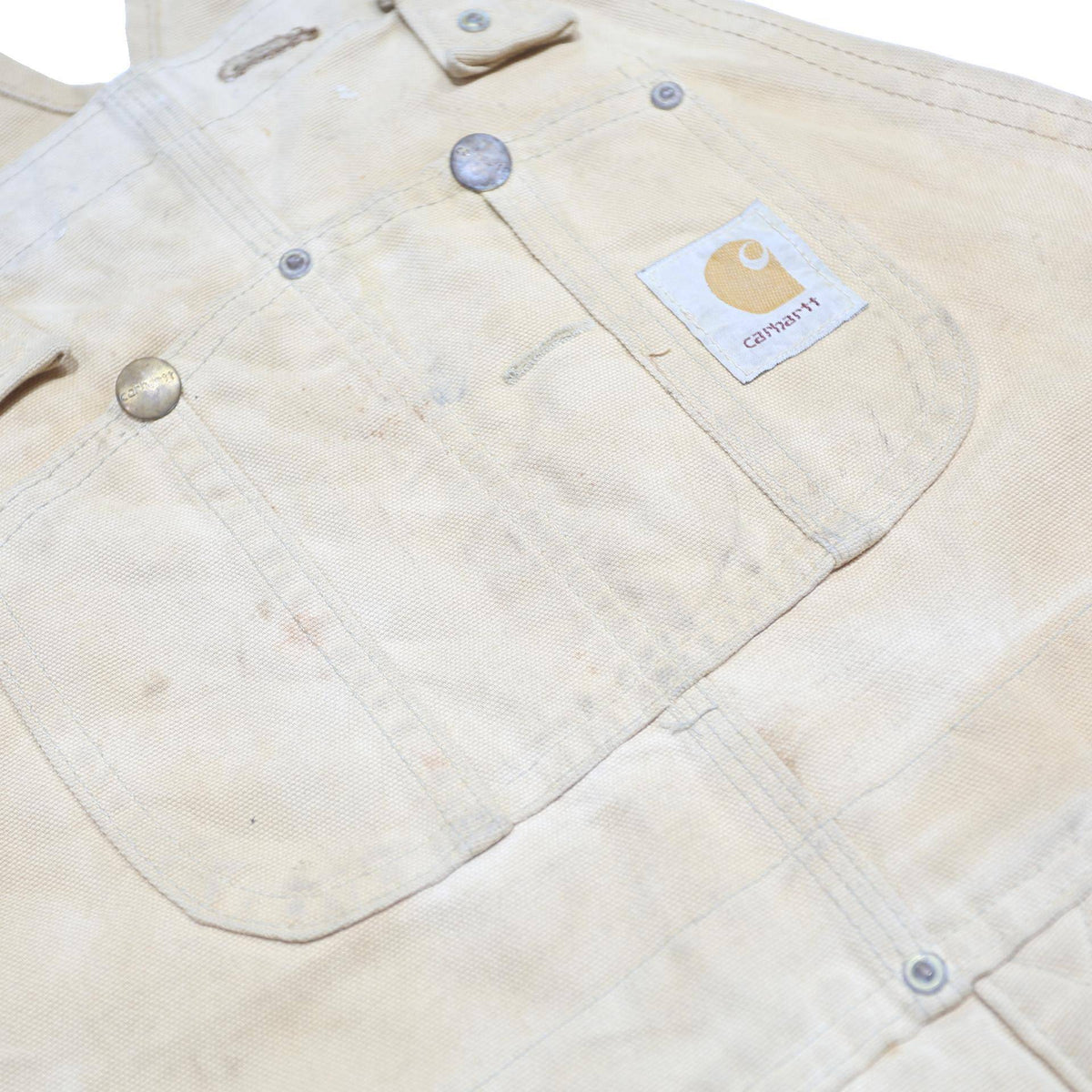 CARHARTT Mens Beige Cotton Dungarees Loose Fit Workwear M W34 L30 Durable