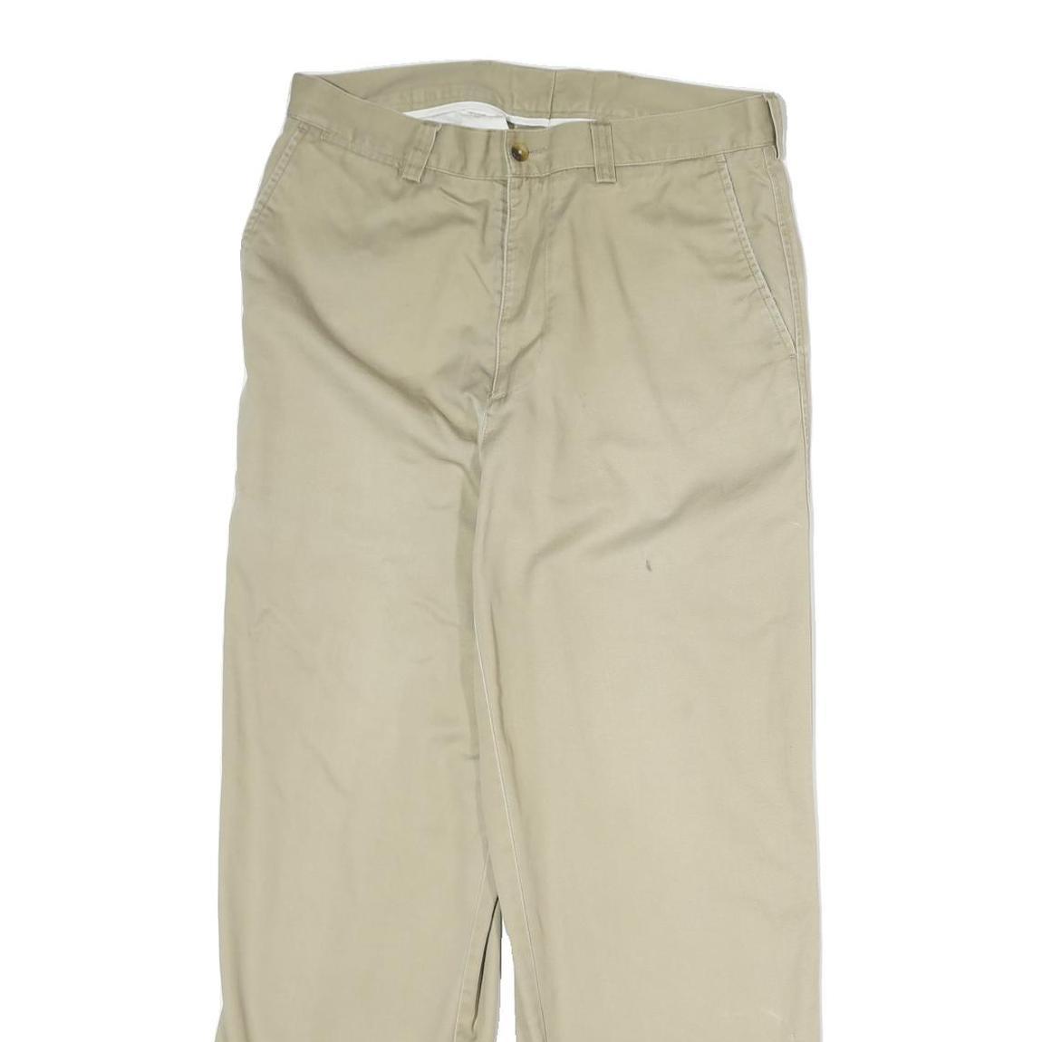 NAUTICA Mens Cotton Beige Regular Straight Trousers W30 L27 Casual Zip Closure