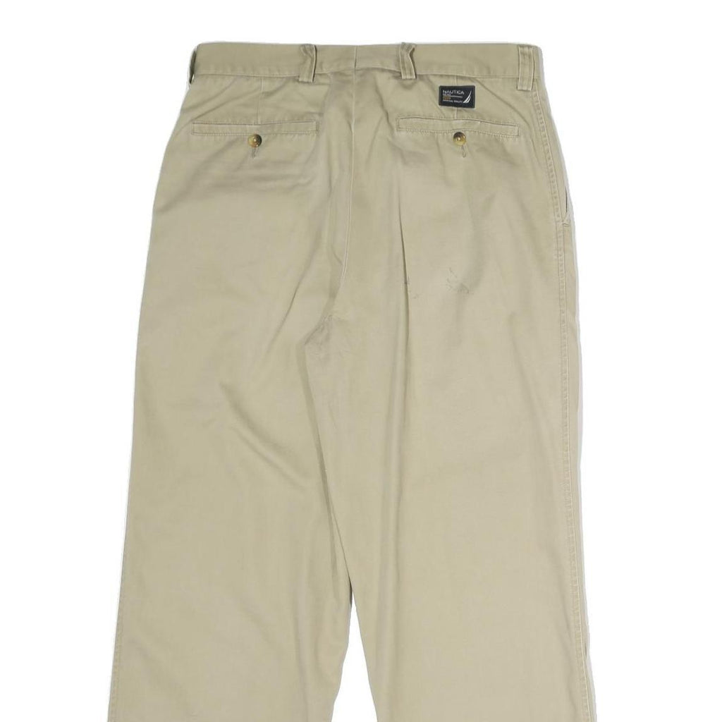 NAUTICA Mens Cotton Beige Regular Straight Trousers W30 L27 Casual Zip Closure