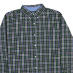 CHAPS Mens Green & Blue Check Shirt 2XL Button-Down Collar Long Sleeve Cotton
