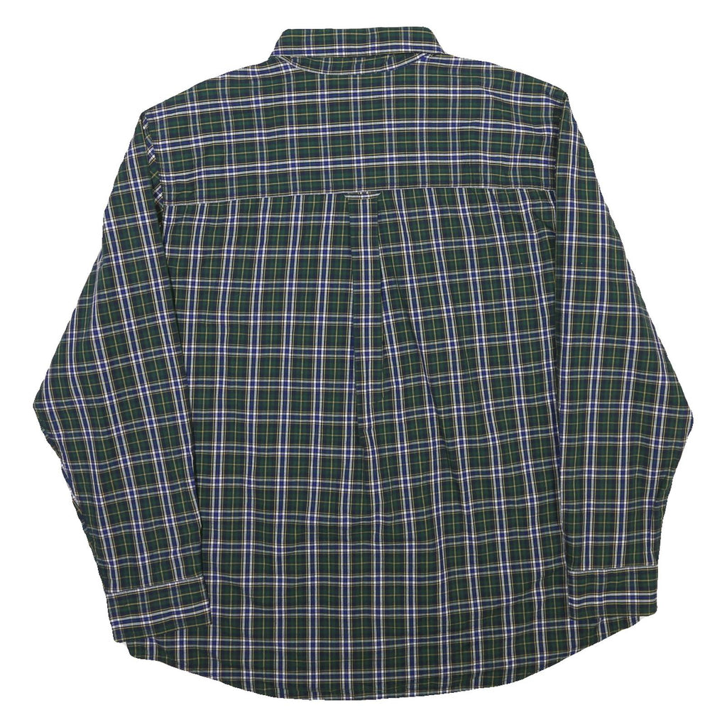 CHAPS Mens Green & Blue Check Shirt 2XL Button-Down Collar Long Sleeve Cotton