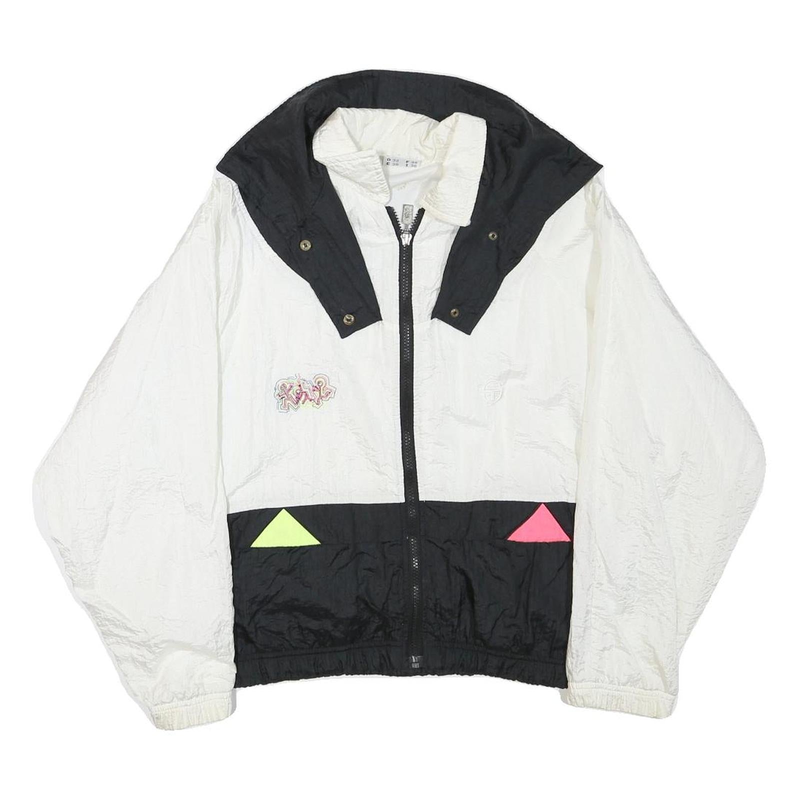 SERGIO TACCHINI Womens Black & White Graphic Zip Jacket M Polyester Blend Casual