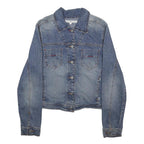 TOMMY HILFIGER Womens Blue Denim Jacket M Cotton Blend Button Closure Classic