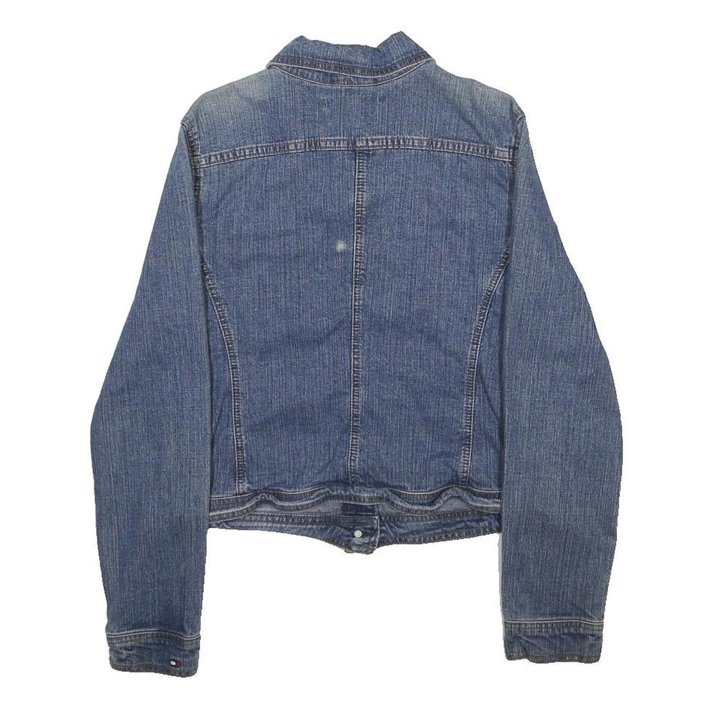 TOMMY HILFIGER Womens Blue Denim Jacket M Cotton Blend Button Closure Classic